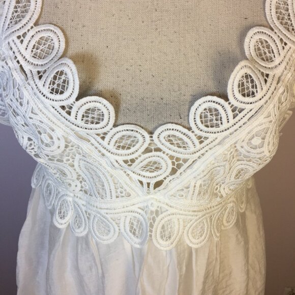 Zara Strappy Guipure Maxi Lace Dress XS Womans White V-neck Low Back Beach Boho - Picture 5 of 14